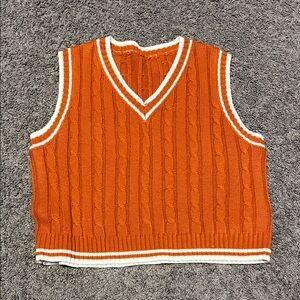 Orange Cable Knit Sweater Vest